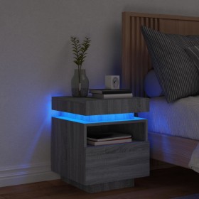 Bedside table with LED lights Sonoma gray 40x39x48.5 cm by , Nightstands - Ref: Foro24-836794, Price: 83,07 €, Discount: %