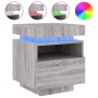 Mesita de noche con luces LED gris Sonoma 40x39x48,5 cm de , Mesitas de noche - Ref: Foro24-836794, Precio: 73,86 €, Descuent...