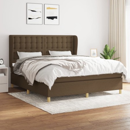 Cama box spring con colchón tela marrón oscuro 180x200 cm de , Camas y somieres - Ref: Foro24-3128864, Precio: 618,32 €, Desc...