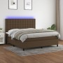 Cama box spring colchón luces LED tela marrón oscuro 180x200cm de , Camas y somieres - Ref: Foro24-3135216, Precio: 620,20 €,...