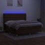 Boxspringbettmatratze LED-Leuchten dunkelbrauner Stoff 180x200cm von , Betten und Lattenroste - Ref: Foro24-3139216, Preis: 6...