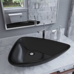 Black triangular ceramic sink 645x455x115 mm by vidaXL, Sinks - Ref: Foro24-142998, Price: 97,99 €, Discount: %