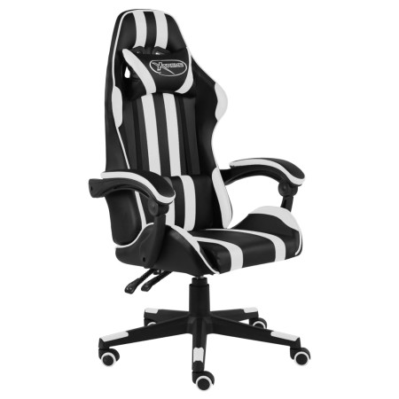 Black and white synthetic leather gaming chair