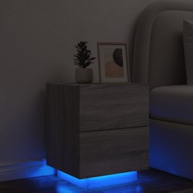 Mesita de noche con luces LED madera de ingeniería gris Sonoma de , Mesitas de noche - Ref: Foro24-836745, Precio: 71,16 €, D...