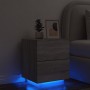 Mesita de noche con luces LED madera de ingeniería gris Sonoma de , Mesitas de noche - Ref: Foro24-836745, Precio: 67,97 €, D...