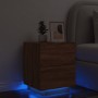 Nightstand with LED lights made of engineered oak wood in brown. by , Nightstands - Ref: Foro24-836747, Price: 67,97 €, Disco...