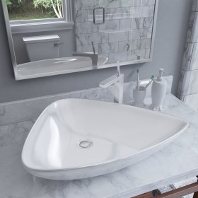 Lavabo de cerámica triangular blanco 645x455x115 mm de vidaXL, Lavabos - Ref: Foro24-142997, Precio: 82,23 €, Descuento: %