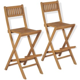 Folding garden bar stools 2 pcs solid teak wood by vidaXL, Garden chairs - Ref: Foro24-43806, Price: 213,95 €, Discount: %