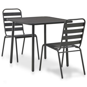 Garden bistro table and chairs 3 pieces dark gray steel by vidaXL, Garden sets - Ref: Foro24-44261, Price: 232,99 €, Discount: %