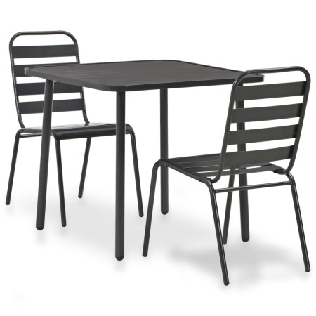 Garden bistro table and chairs 3 pieces dark gray steel by vidaXL, Garden sets - Ref: Foro24-44261, Price: 232,48 €, Discount: %