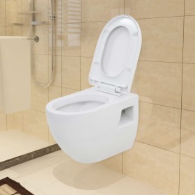 Inodoro de montaje en pared de cerámica blanco de vidaXL, Baños - Ref: Foro24-143022, Precio: 163,57 €, Descuento: %