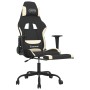 Massage-Gaming-Stuhl mit Fußstütze aus schwarzem und cremefarbenem Stoff von , Gaming-Stühle - Ref: Foro24-345480, Preis: 138...