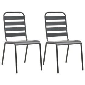 Stackable garden chairs 2 units gray steel by vidaXL, Garden chairs - Ref: Foro24-44257, Price: 91,99 €, Discount: %