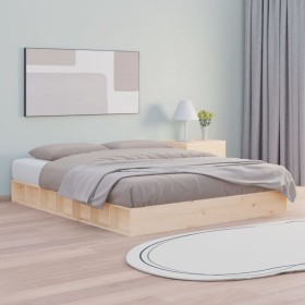 Solid wood bed frame 150x200 cm by , Beds and slatted bases - Ref: Foro24-820671, Price: 134,65 €, Discount: %