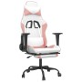 Gaming chair with massage and footrest in white and pink synthetic leather by , Gaming chairs - Ref: Foro24-345420, Price: 13...