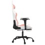 Silla gaming masaje y reposapiés cuero sintético blanco y rosa de , Sillones para videojuegos - Ref: Foro24-345420, Precio: 1...