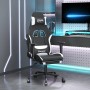 Silla gaming de masaje con reposapiés tela negro y blanco de , Sillones para videojuegos - Ref: Foro24-345488, Precio: 139,63...