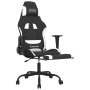 Massage-Gaming-Stuhl mit Fußstütze aus schwarz-weißem Stoff von , Gaming-Stühle - Ref: Foro24-345488, Preis: 139,63 €, Rabatt: %