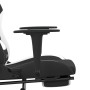 Massage-Gaming-Stuhl mit Fußstütze aus schwarz-weißem Stoff von , Gaming-Stühle - Ref: Foro24-345488, Preis: 139,63 €, Rabatt: %