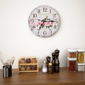 Reloj de pared vintage con flores 30 cm de vidaXL, Relojes de pared - Ref: Foro24-50625, Precio: 14,39 €, Descuento: %