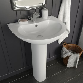 Lavabo de pie de cerámica blanco 520x440x190 mm de vidaXL, Lavabos - Ref: Foro24-142999, Precio: 146,76 €, Descuento: %