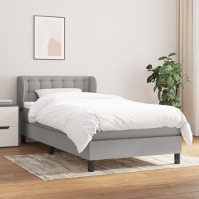 Box spring bed with light gray fabric mattress 80x200 cm by , Beds and slatted bases - Ref: Foro24-3126517, Price: 274,19 €, ...