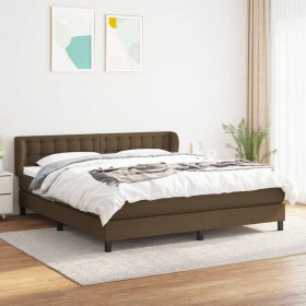 Cama box spring con colchón tela marrón oscuro 160x200 cm de , Camas y somieres - Ref: Foro24-3126576, Precio: 502,02 €, Desc...