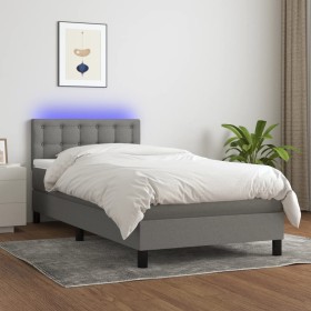 Box spring bed mattress and LED lights dark gray fabric 80x200 cm by , Beds and slatted bases - Ref: Foro24-3133430, Price: 2...