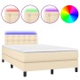 Cama box spring con colchón y LED tela crema 120x200 cm de , Camas y somieres - Ref: Foro24-3133466, Precio: 389,26 €, Descue...