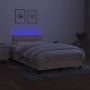 Box spring bed with mattress and LED cream fabric 120x200 cm by , Beds and slatted bases - Ref: Foro24-3133466, Price: 389,26...