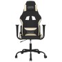 Gaming-Stuhl mit Fußstütze aus cremefarbenem und schwarzem Stoff von , Gaming-Stühle - Ref: Foro24-3143722, Preis: 138,64 €, ...