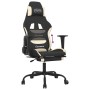 Gaming-Stuhl mit Fußstütze aus cremefarbenem und schwarzem Stoff von , Gaming-Stühle - Ref: Foro24-3143722, Preis: 138,64 €, ...