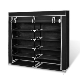 Fabric shoe rack with black cover 115x28x110 cm by vidaXL, Shoe racks and shoe organizers - Ref: Foro24-240493, Price: 34,84 ...