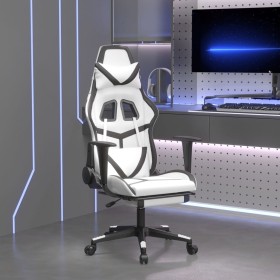 Gaming chair with massage and footrest synthetic leather black white by , Gaming chairs - Ref: Foro24-345443, Price: 146,39 €...