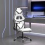 Silla gaming masaje y reposapiés cuero sintético negro blanco de , Sillones para videojuegos - Ref: Foro24-345443, Precio: 14...