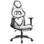 Silla gaming masaje y reposapiés cuero sintético negro blanco de , Sillones para videojuegos - Ref: Foro24-345443, Precio: 14...