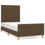 Estructura de cama con cabecero de tela marrón oscuro 80x200 cm de , Camas y somieres - Ref: Foro24-3125336, Precio: 158,67 €...