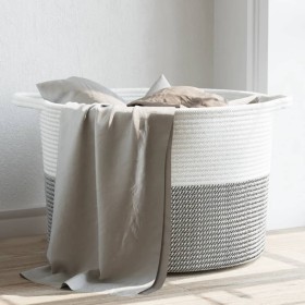 Cesta para ropa sucia algodón gris y blanco Ø55x36 cm de , Cestas para ropa - Ref: Foro24-358470, Precio: 26,49 €, Descuento: %