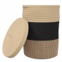 Black and beige cotton storage basket with lid Ø37x50 cm by , Baskets - Ref: Foro24-358479, Price: 59,75 €, Discount: %