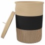 Black and beige cotton storage basket with lid Ø37x50 cm by , Baskets - Ref: Foro24-358479, Price: 59,75 €, Discount: %