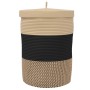 Cesta de almacenaje con tapa algodón negro y beige Ø37x50 cm de , Cestas - Ref: Foro24-358479, Precio: 59,75 €, Descuento: %