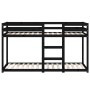 Solid black pine wood bunk bed 90x190 cm by , Beds and slatted bases - Ref: Foro24-3206509, Price: 214,04 €, Discount: %