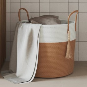 Brown and white cotton storage basket Ø40x35 cm by , Baskets - Ref: Foro24-358498, Price: 21,60 €, Discount: %