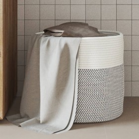 Gray and white cotton storage basket Ø40x35 cm by , Baskets - Ref: Foro24-358466, Price: 22,65 €, Discount: %