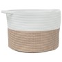 Brown and white cotton laundry basket Ø55x36 cm by , Laundry baskets - Ref: Foro24-358472, Price: 27,00 €, Discount: %