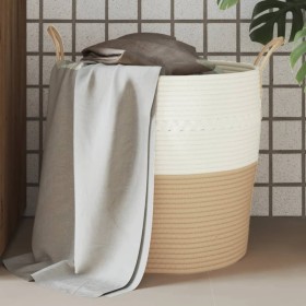 Beige and white cotton storage basket Ø43x38 cm by , Baskets - Ref: Foro24-358487, Price: 21,97 €, Discount: %