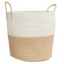 Beige and white cotton storage basket Ø43x38 cm by , Baskets - Ref: Foro24-358487, Price: 27,44 €, Discount: %