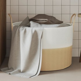 Beige-weißer Aufbewahrungskorb aus Baumwolle, Ø51x33 cm von , Körbe - Ref: Foro24-358491, Preis: 24,53 €, Rabatt: %