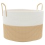 Beige and white cotton storage basket Ø51x33 cm by , Baskets - Ref: Foro24-358491, Price: 24,53 €, Discount: %