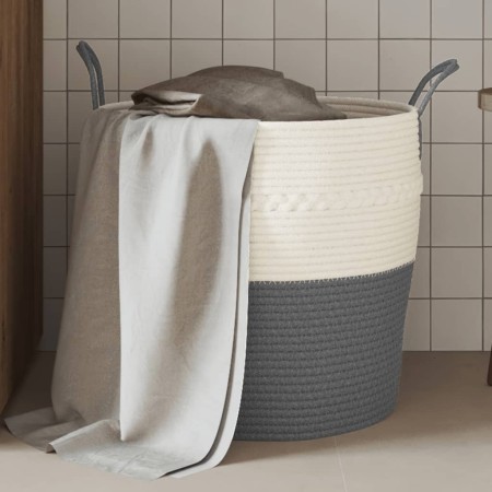 Gray and white cotton storage basket Ø43x38 cm by , Baskets - Ref: Foro24-358485, Price: 23,78 €, Discount: %